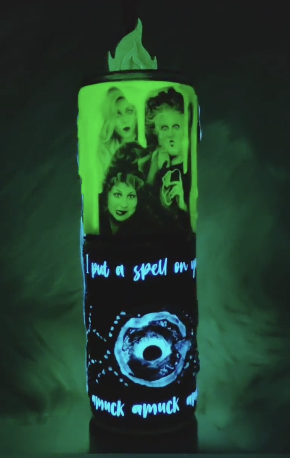 Hocus Pocus Black Flame Candle Tumbler 30oz- GLOW